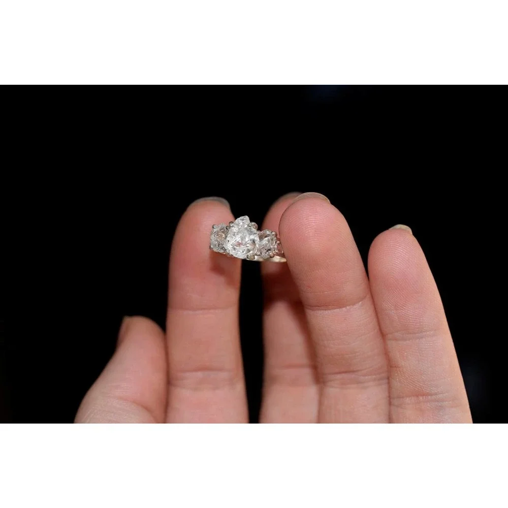 Alternative Engagement Ring Raw Stone Sterling Size 3 4 5 6 7 8 9 10 11 … - Picture 3 of 5